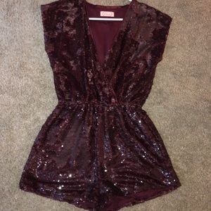 Burgundy Sequin Romper